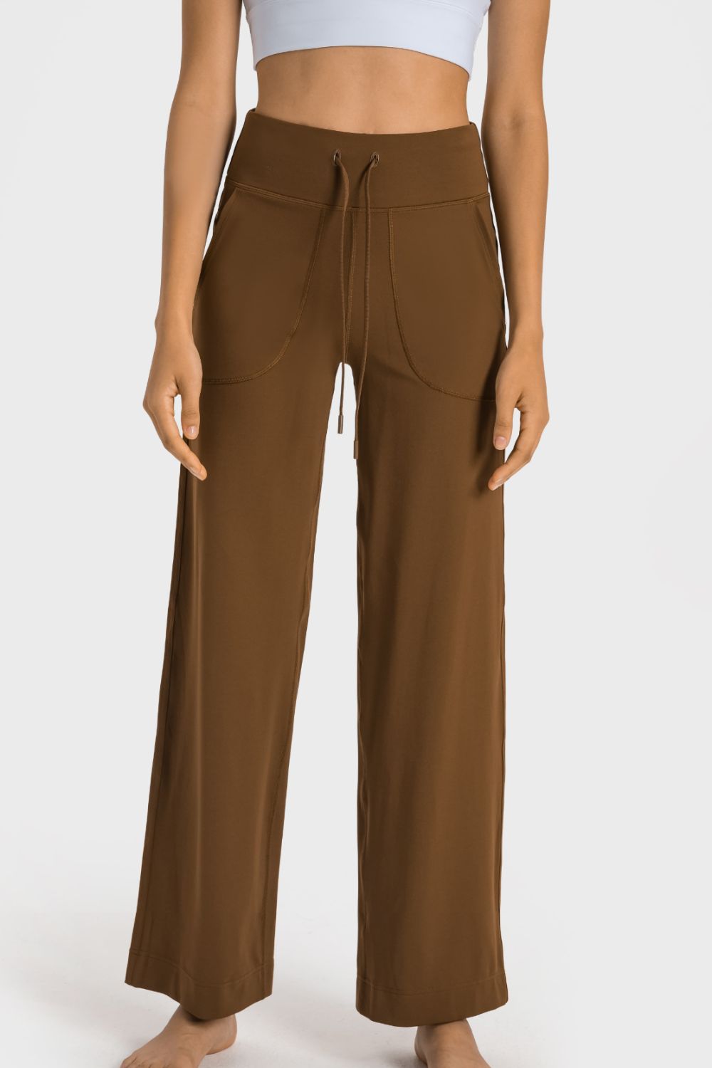 Drawstring Waist Wide Leg Sports Pants with Pockets - In Style Chics Boutique LLC