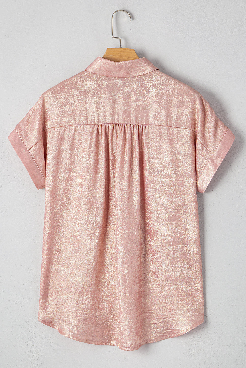 Delicacy Metallic Buttoned Loose Fit Short Sleeve Shirt - In Style Chics Boutique Online Clothing Women's Juniors Free Shipping