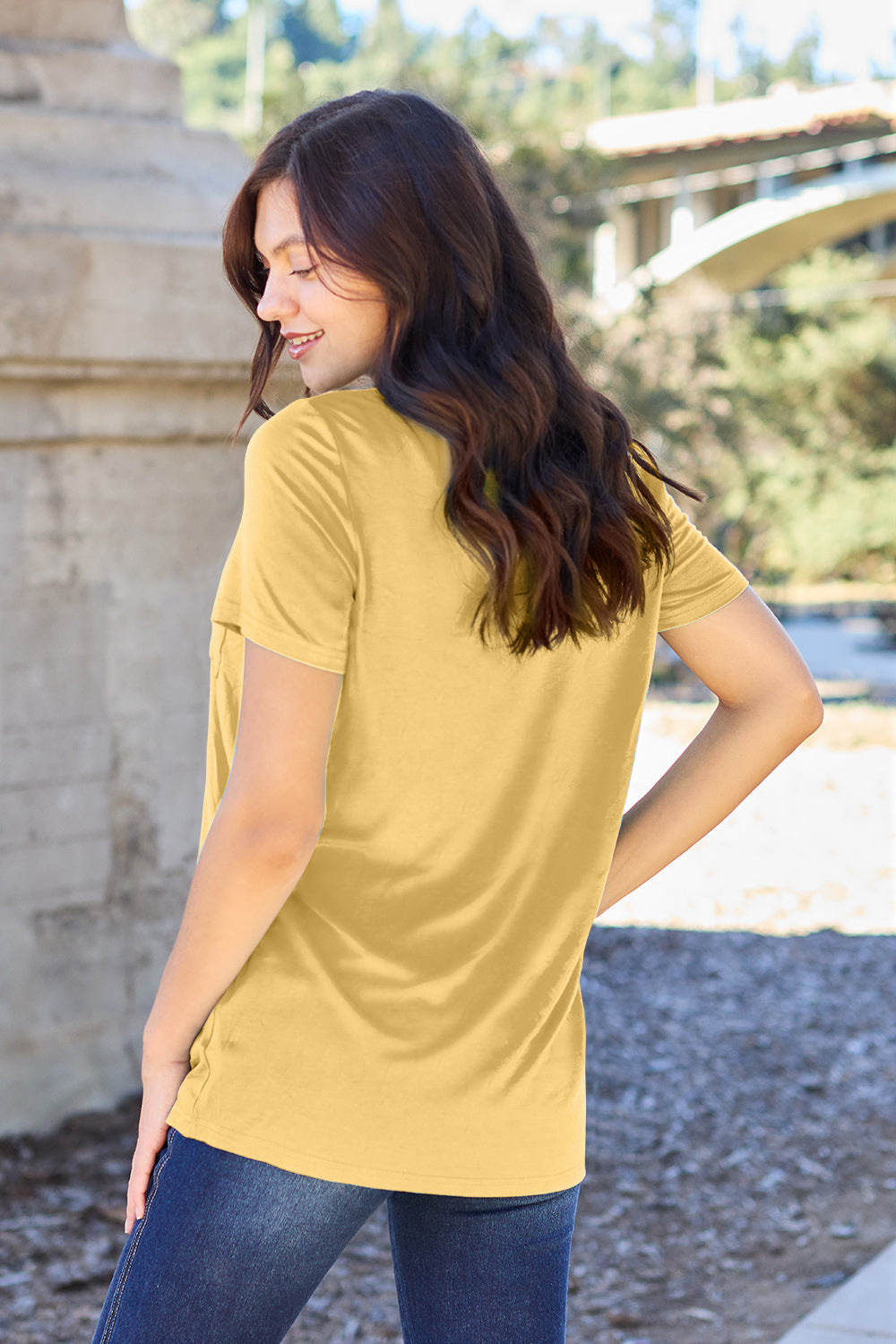 Bamboo Full Size V-Neck Short Sleeve T-Shirt - Eco Friendly - Sensitive Skin - In Style Chics Boutique Women's Juniors Plus Size Apparel Online
