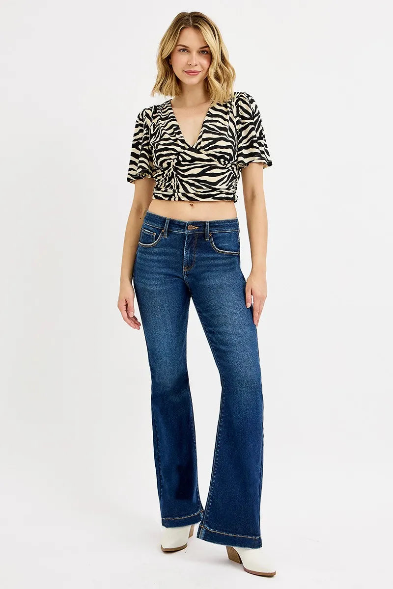RISEN Tummy Control Mid Rise Flare Jeans at In Style Chics Boutique Regular and Plus Size at In Style Chics Boutique