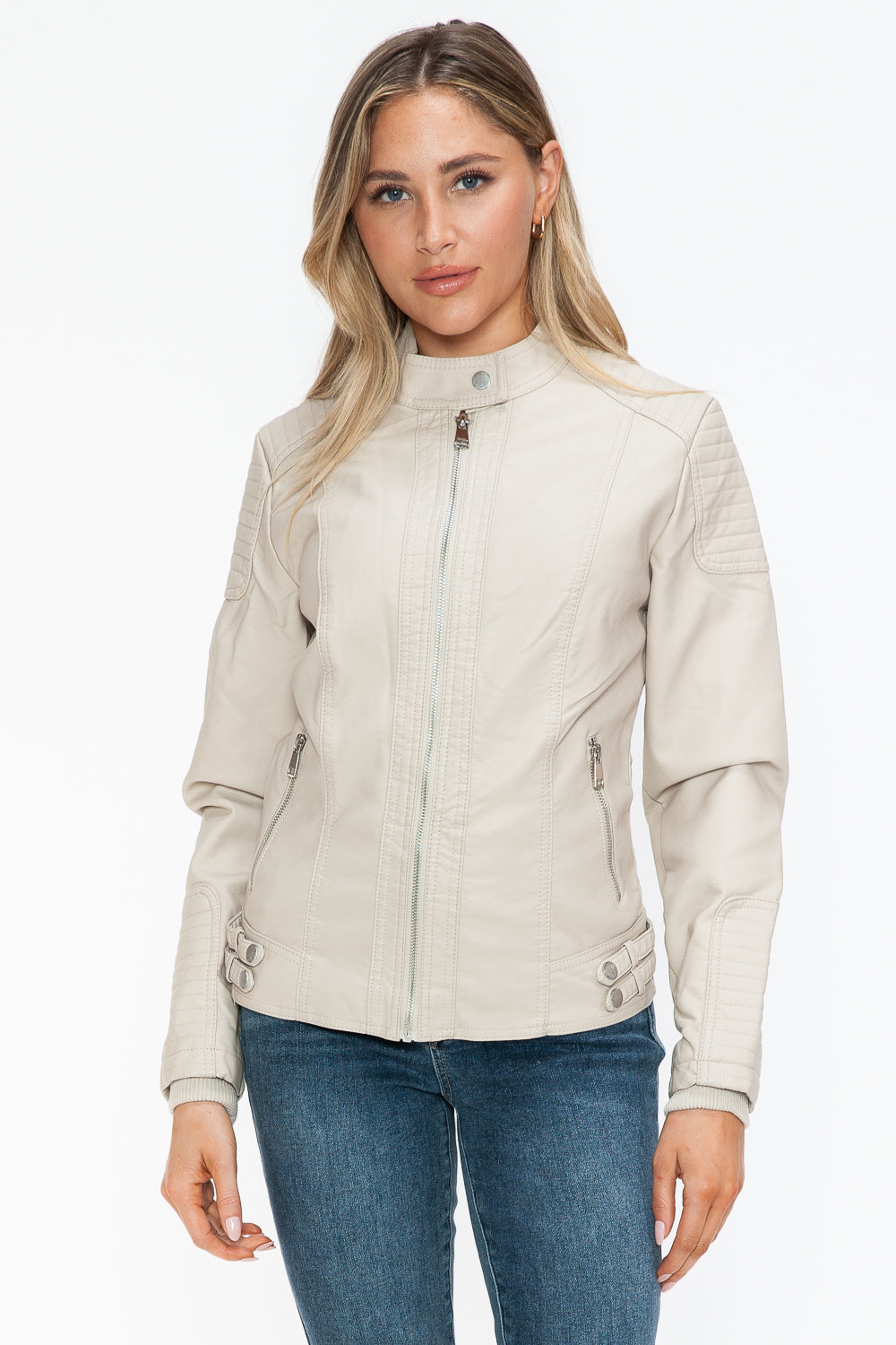 Snobbish Faux Leather Biker Jacket with Side Zip Pockets - In Style Chics Boutique LLC