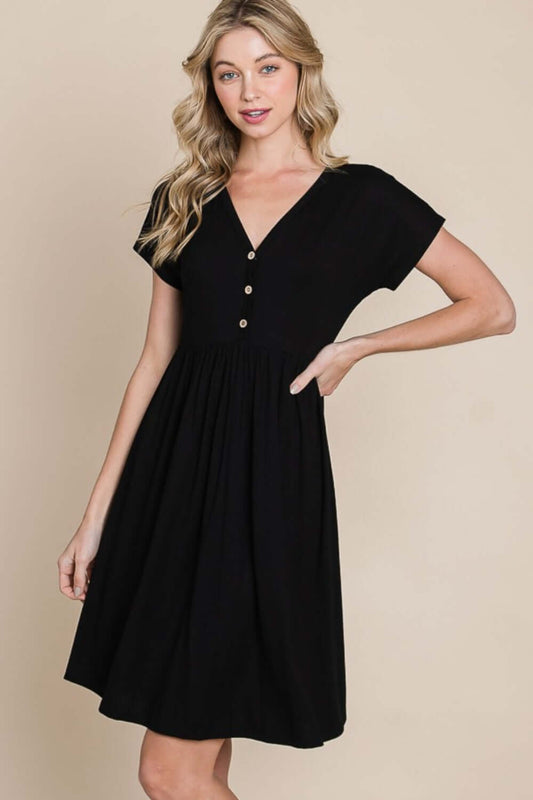 V-Neck Short Sleeve Dress - In Style Chics Boutique Women's Juniors Cute Clothes Online