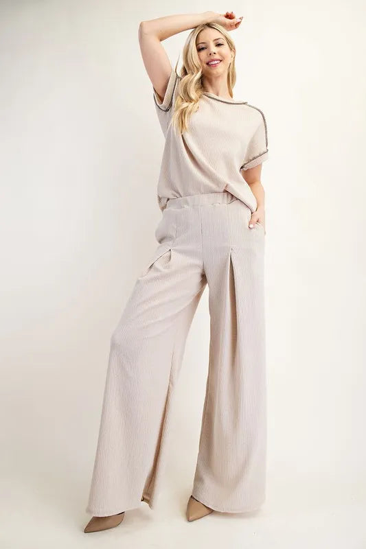 Textured Wide-Leg Women's Pants with Pockets - In Style Chics Boutique