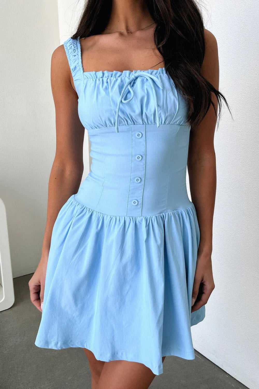 Decorative Button Square Neck Cami Dress - In Style Chics Boutique LLC