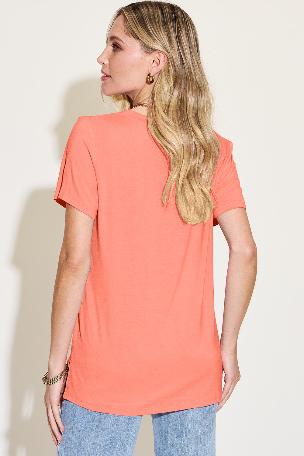 Basic Bae Bamboo Full Size V-Neck High-Low T-Shirt - In Style Chics Boutique LLC