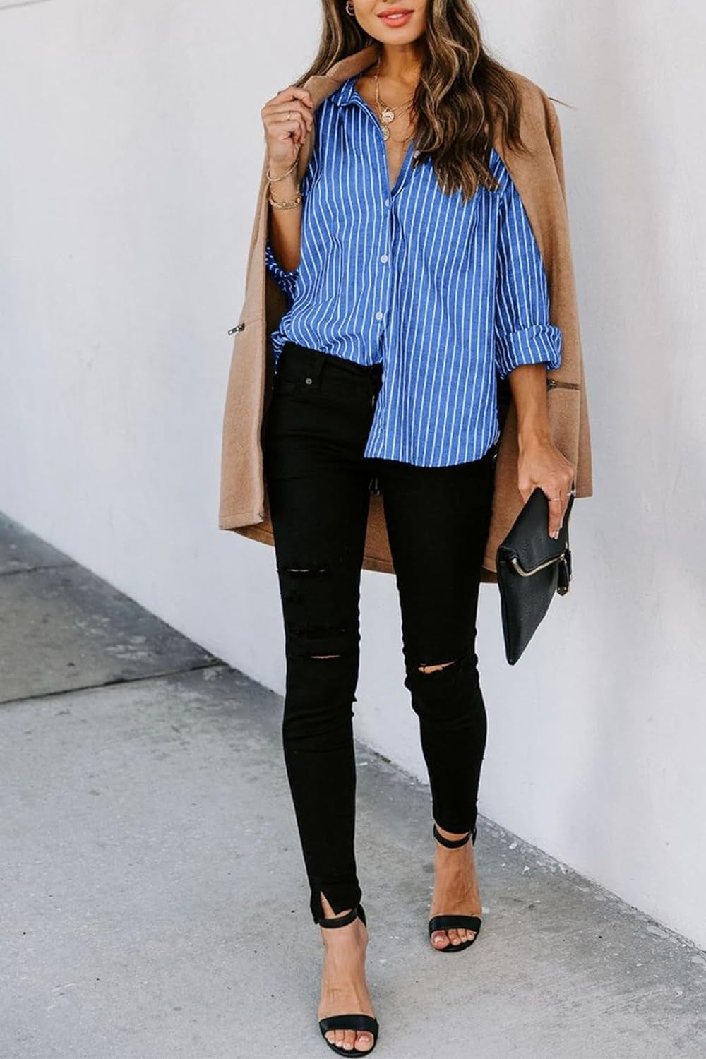 Striped Button Up Long Sleeve Shirt More Colors! - In Style Chics Boutique LLC