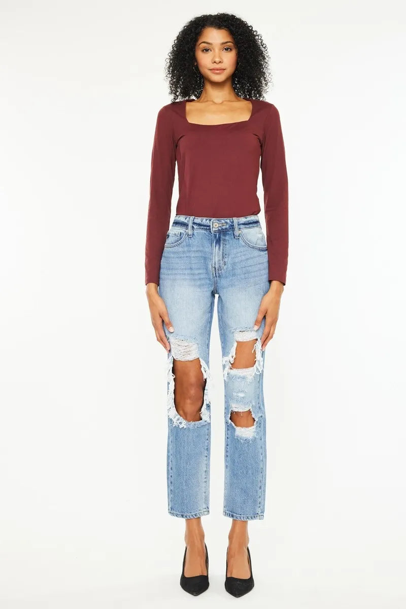 Kancan High Rise Distressed Boyfriend Jeans - In Style Chics Boutique Best Jeans for Women
