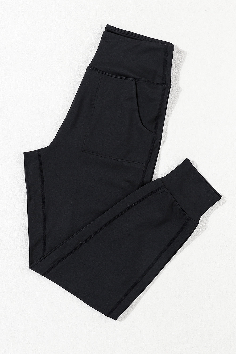 Black Exposed Seam High Waist Pocketed Joggers - In Style Chics Boutique LLC