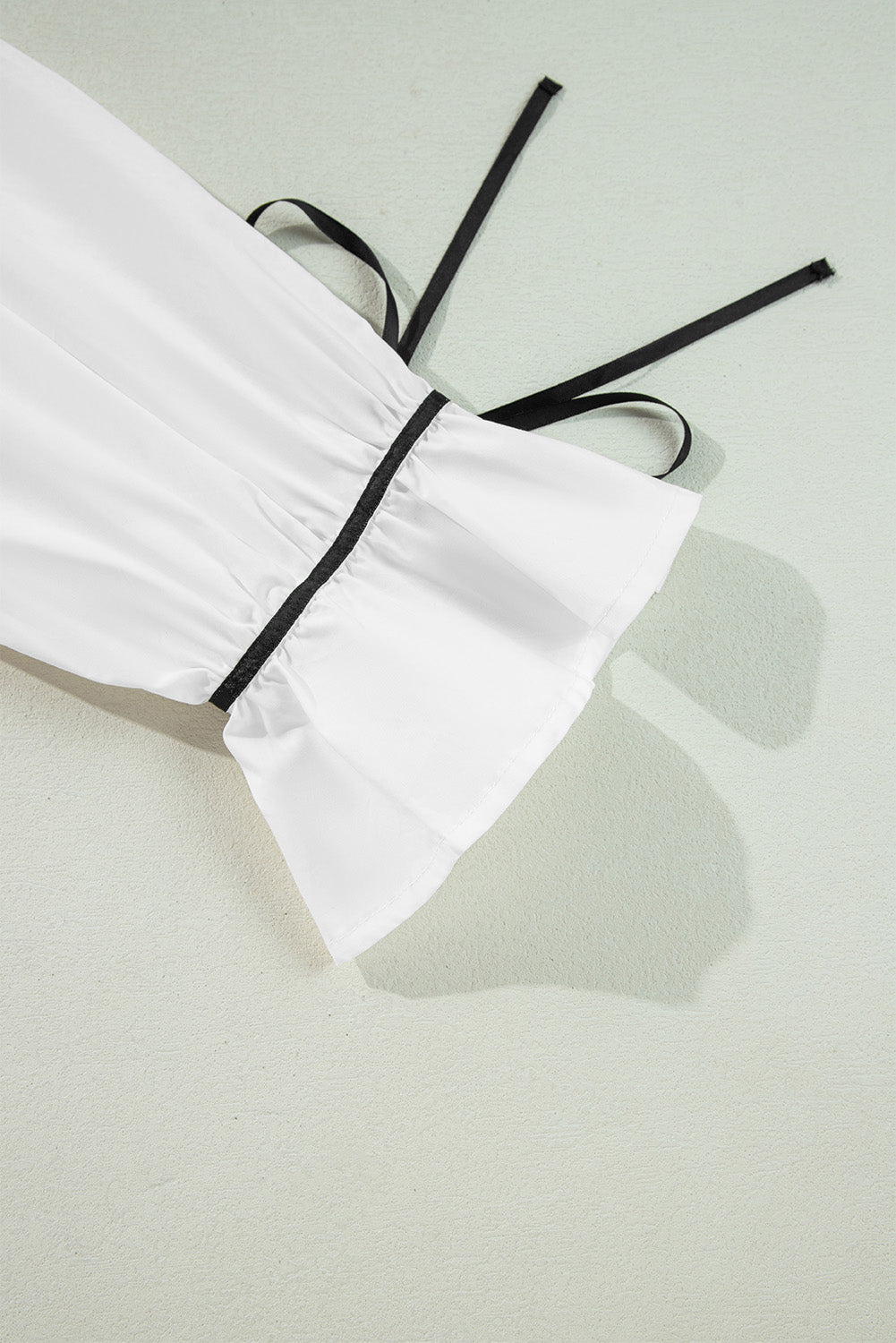 Ribbon Bowtie Collared Neck Flounce Sleeve Shirt - In Style Chics Boutique LLC