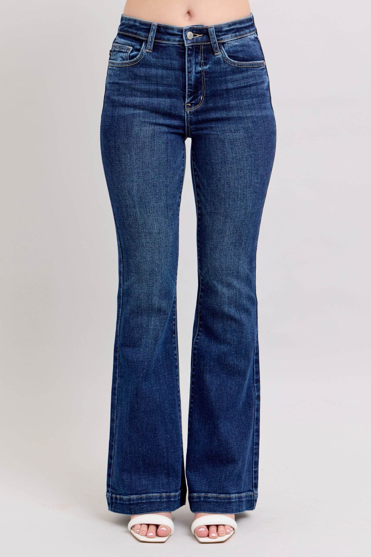 Judy Blue Full Size Run High Rise Flare Jeans with Pockets - Quality Jeans - In Style Chics Boutique Online Clothing Women's Juniors Plus Size Apparel
