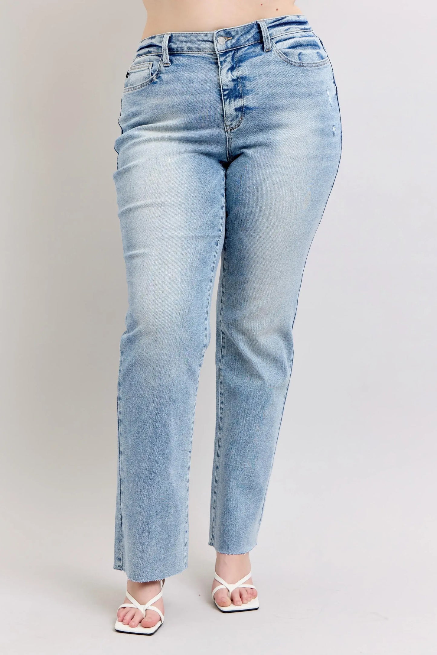 Judy Blue Midi Rise Light Wash Dad Jeans - In Style Chics Boutique Women's Juniors Plus Size Apparel Online