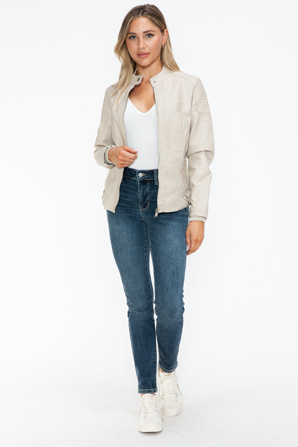 Snobbish Faux Leather Biker Jacket with Side Zip Pockets - In Style Chics Boutique LLC