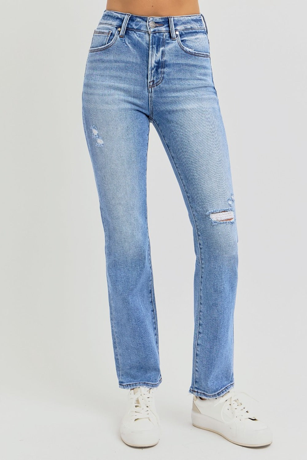 RISEN Full Size Distressed High-Rise Ankle Straight Jeans - In Style Chics Boutique LLC