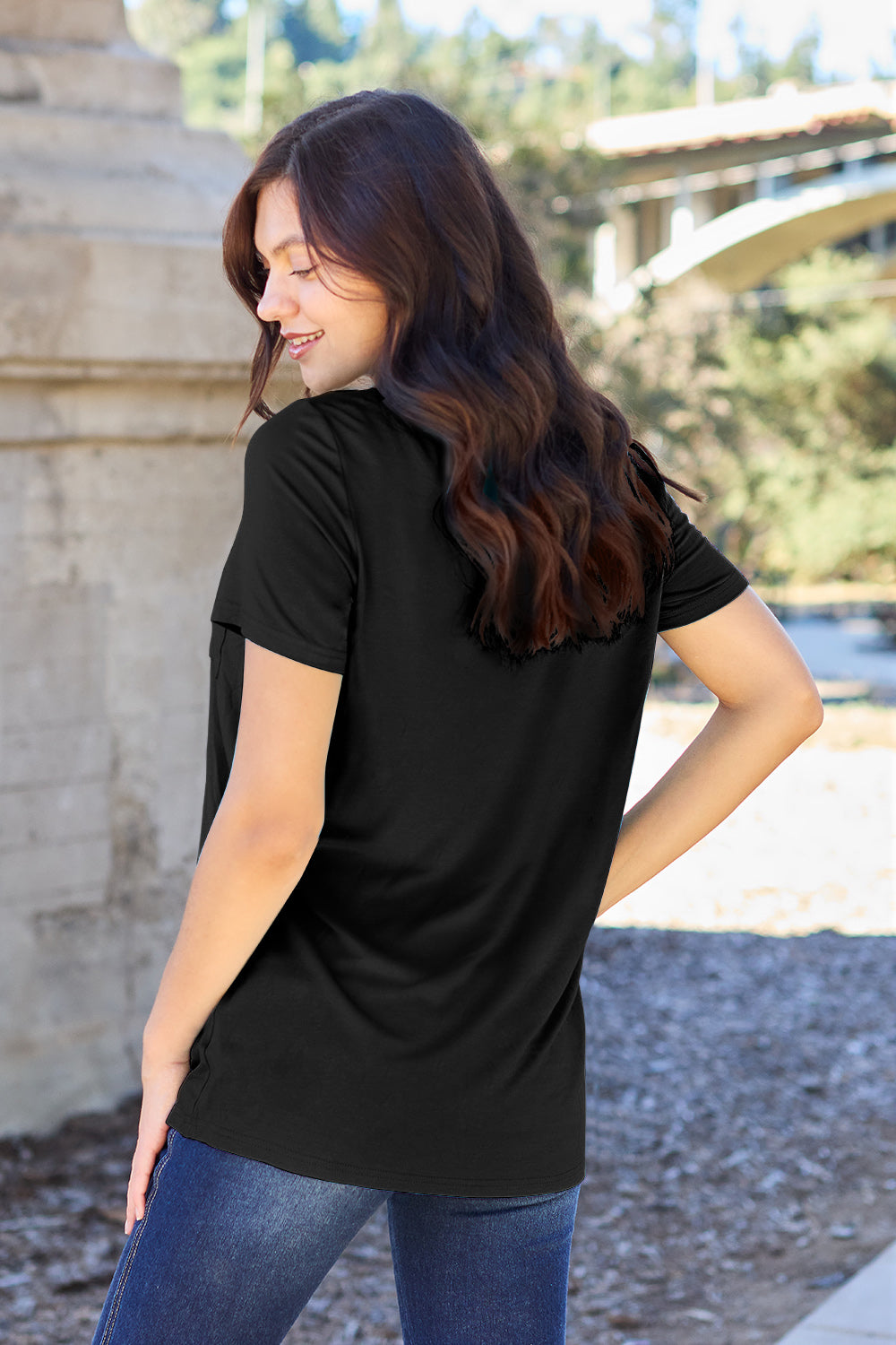 Bamboo Full Size V-Neck Short Sleeve T-Shirt - Eco Friendly - Sensitive Skin - In Style Chics Boutique Women's Juniors Plus Size Apparel Online