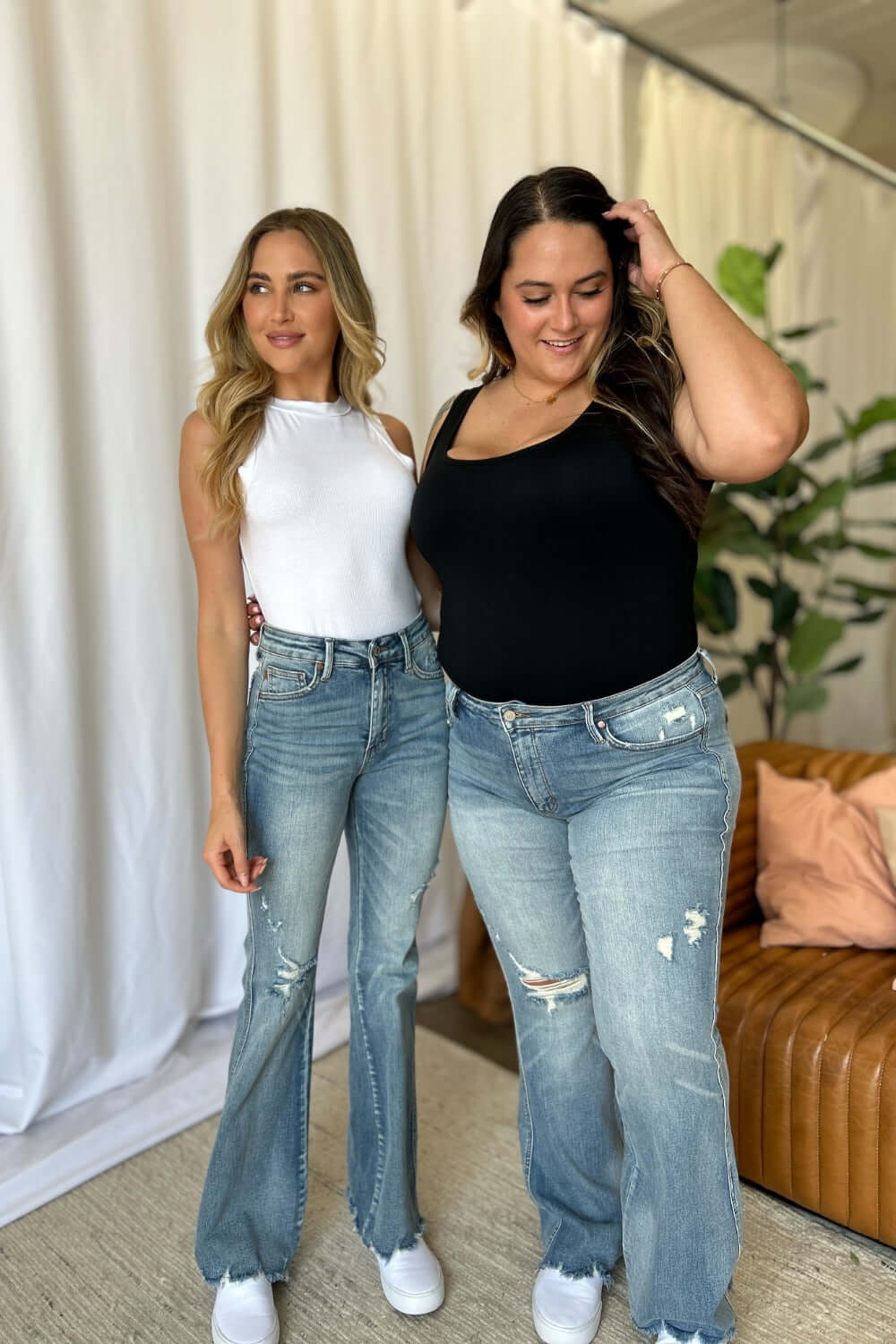 Judy Blue Full Size Medium Rise Tummy Control Destroy Flare - In Style Chics Boutique LLC
