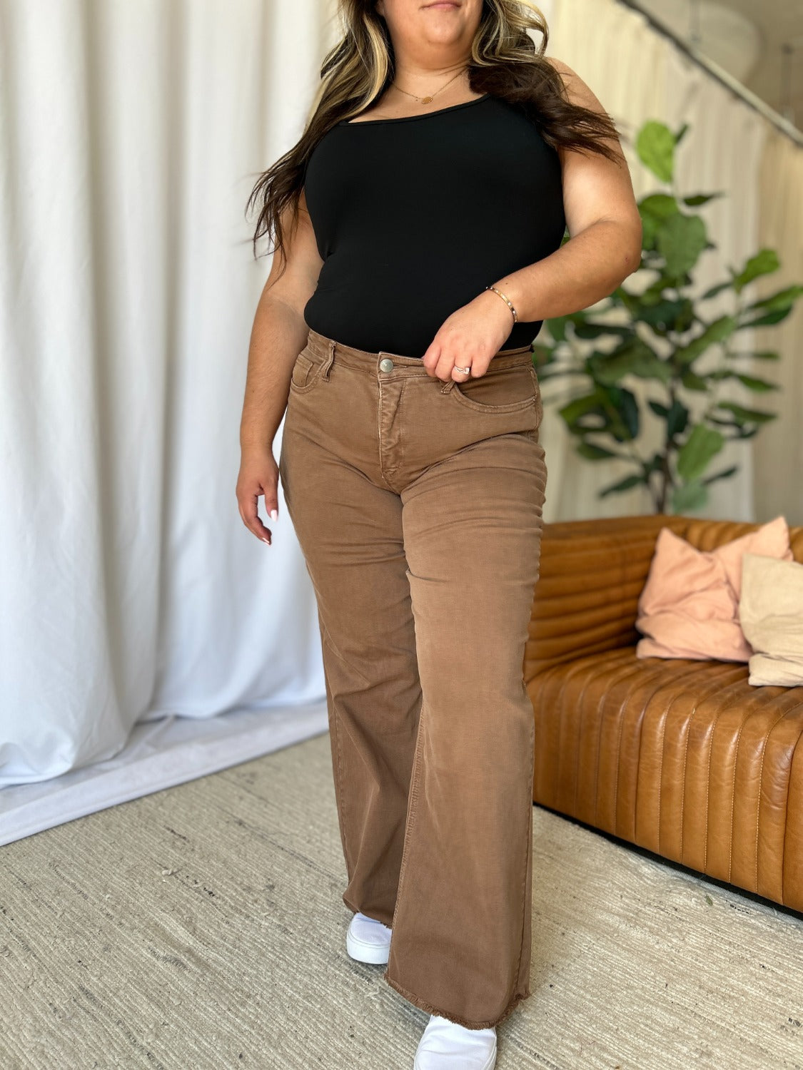 RFM Full Size High Rise Garment Dye Wide Leg Jeans - In Style Chics Boutique LLC