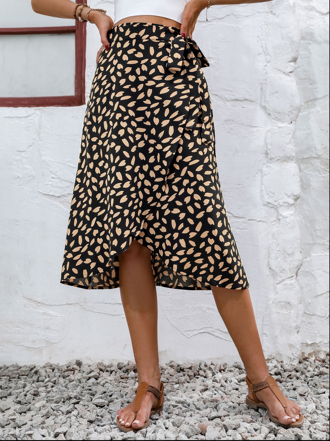 Tied Slit Printed Skirt - In Style Chics Boutique LLC
