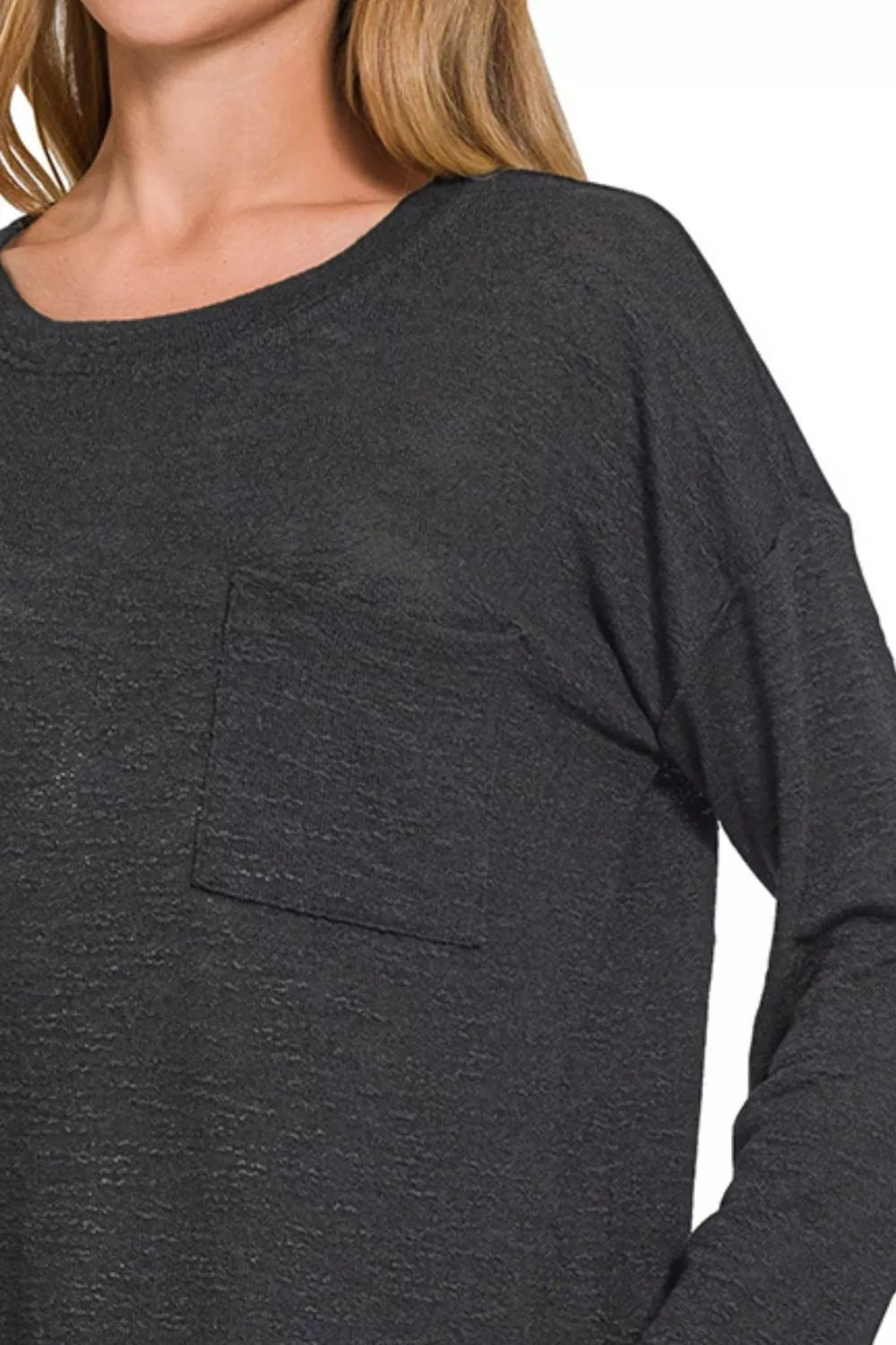 Shop Slub Hacci Long Sleeve Black T-Shirt at In Style Chics Boutique
