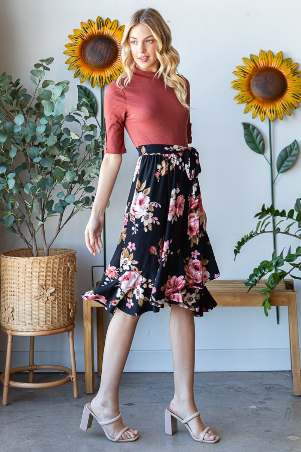 Reborn J Floral Wrap Ruffle Hem Skirt - In Style Chics Boutique LLC
