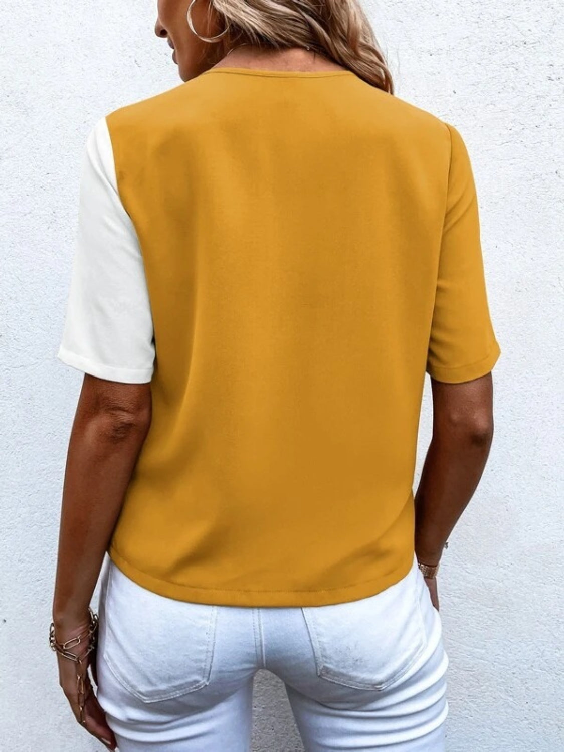 Decorative Button Surplice Short Sleeve Blouse - More Colors! - In Style Chics Boutique LLC