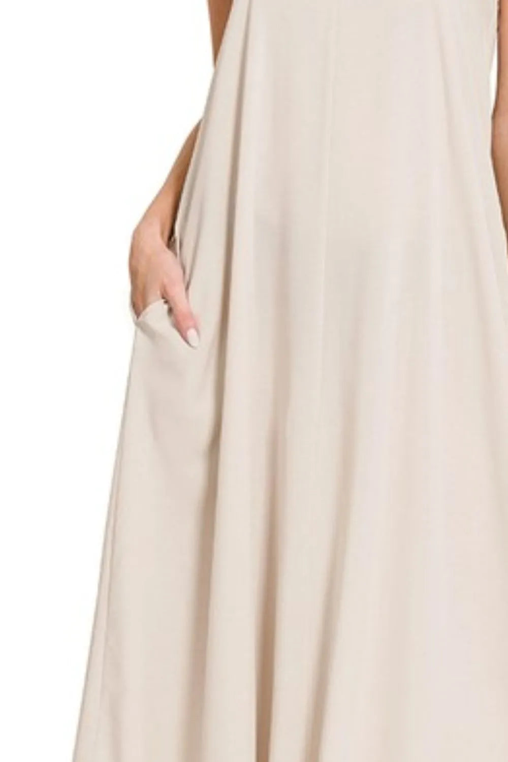 Cami Dress With Flowy Pockets Woven Arc Hem - In Style Chics Boutique Women's Clothes Online