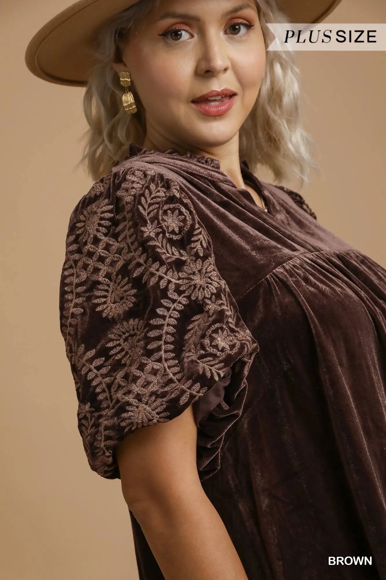 Velvet Embroidered Sleeve Blouse at In Style Chics Boutique