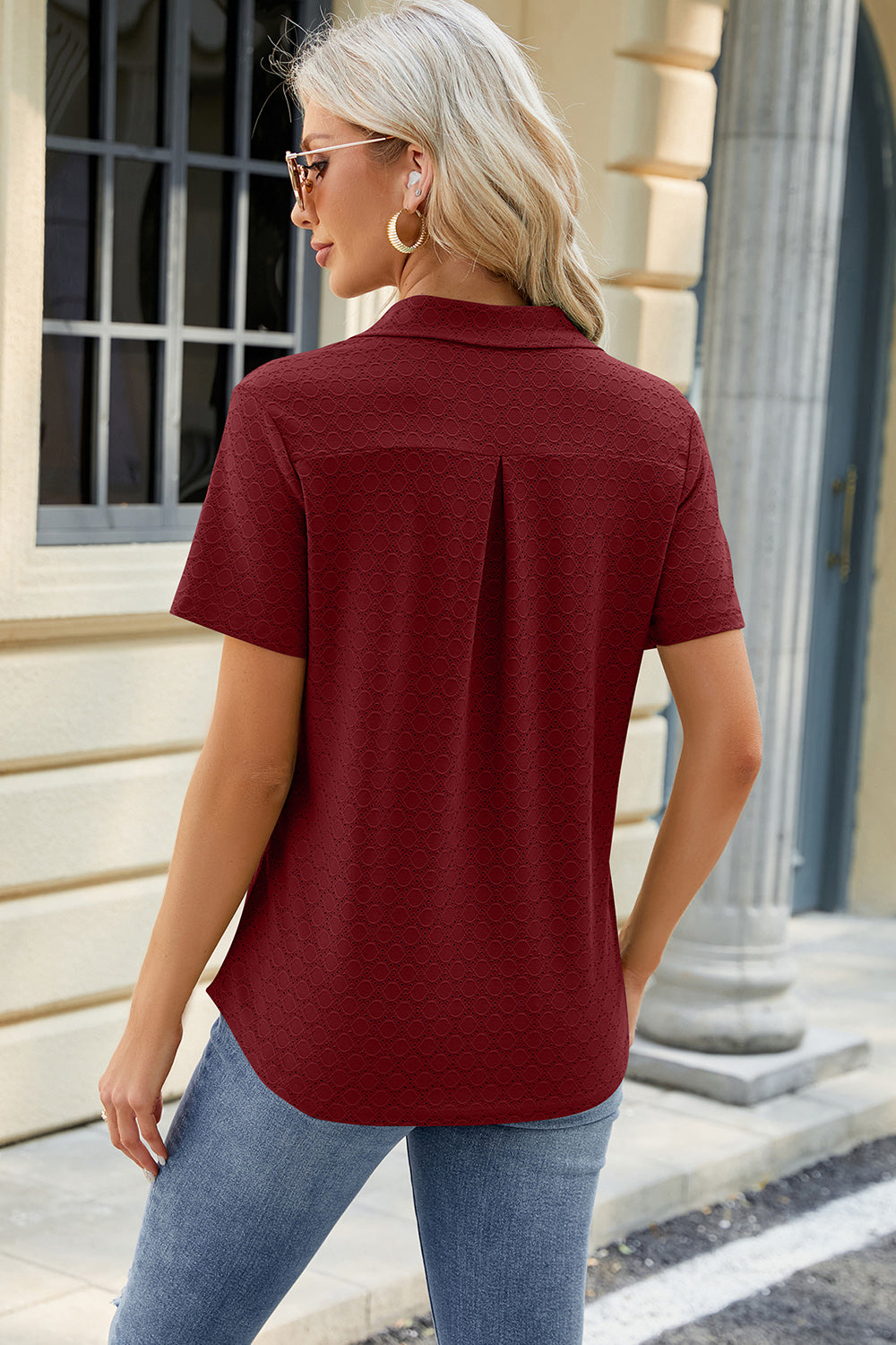 Pocketed Johnny Collar Short Sleeve Blouse - More Colors! - In Style Chics Boutique LLC