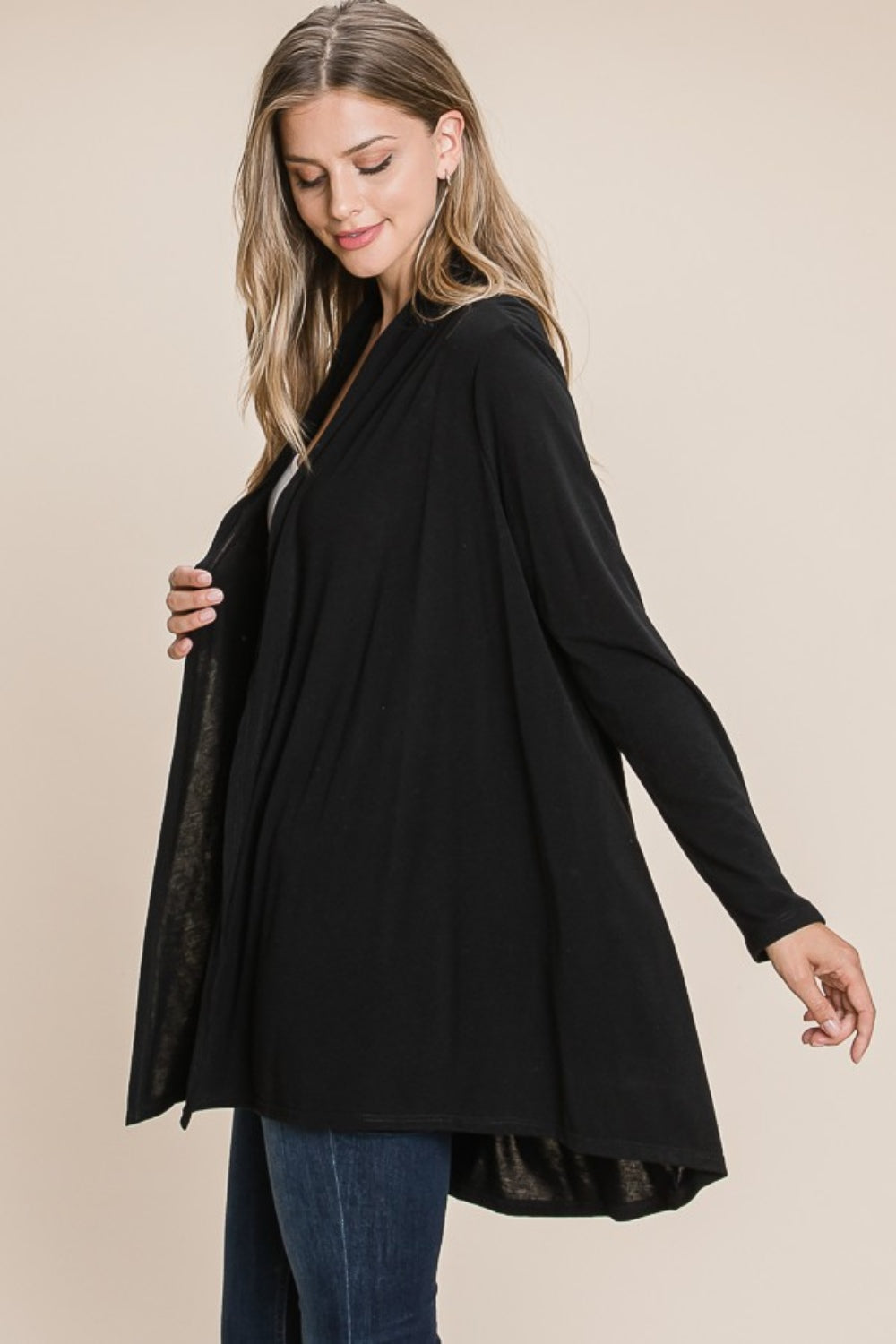 BOMBOM Open Front Long Sleeve Cardigan - In Style Chics Boutique LLC