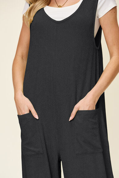 Textured Sleeveless Wide Leg Jumpsuit - In Style Chics Boutique Cute Clothes Online