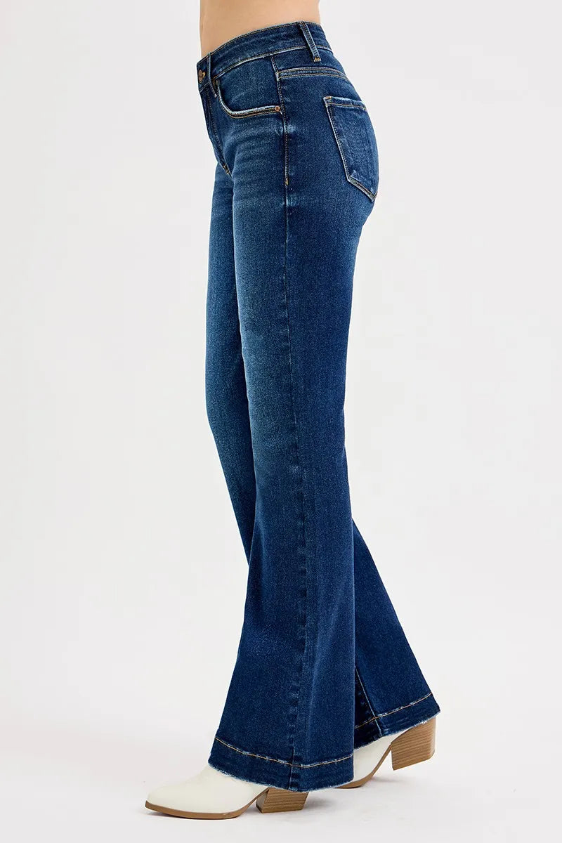RISEN Tummy Control Mid Rise Flare Jeans at In Style Chics Boutique Regular and Plus Size at In Style Chics Boutique