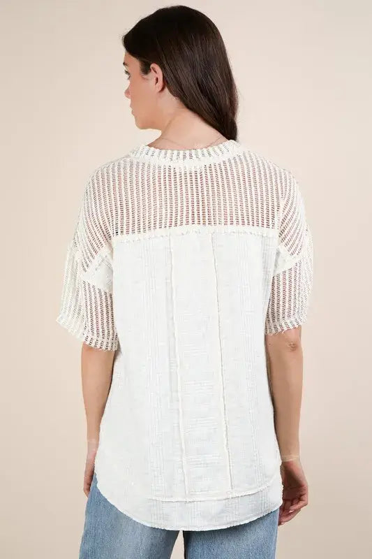 Oversized Contrast Knit Comfy Casual Top - In Style Chics Boutique Women's Juniors Apparel Online