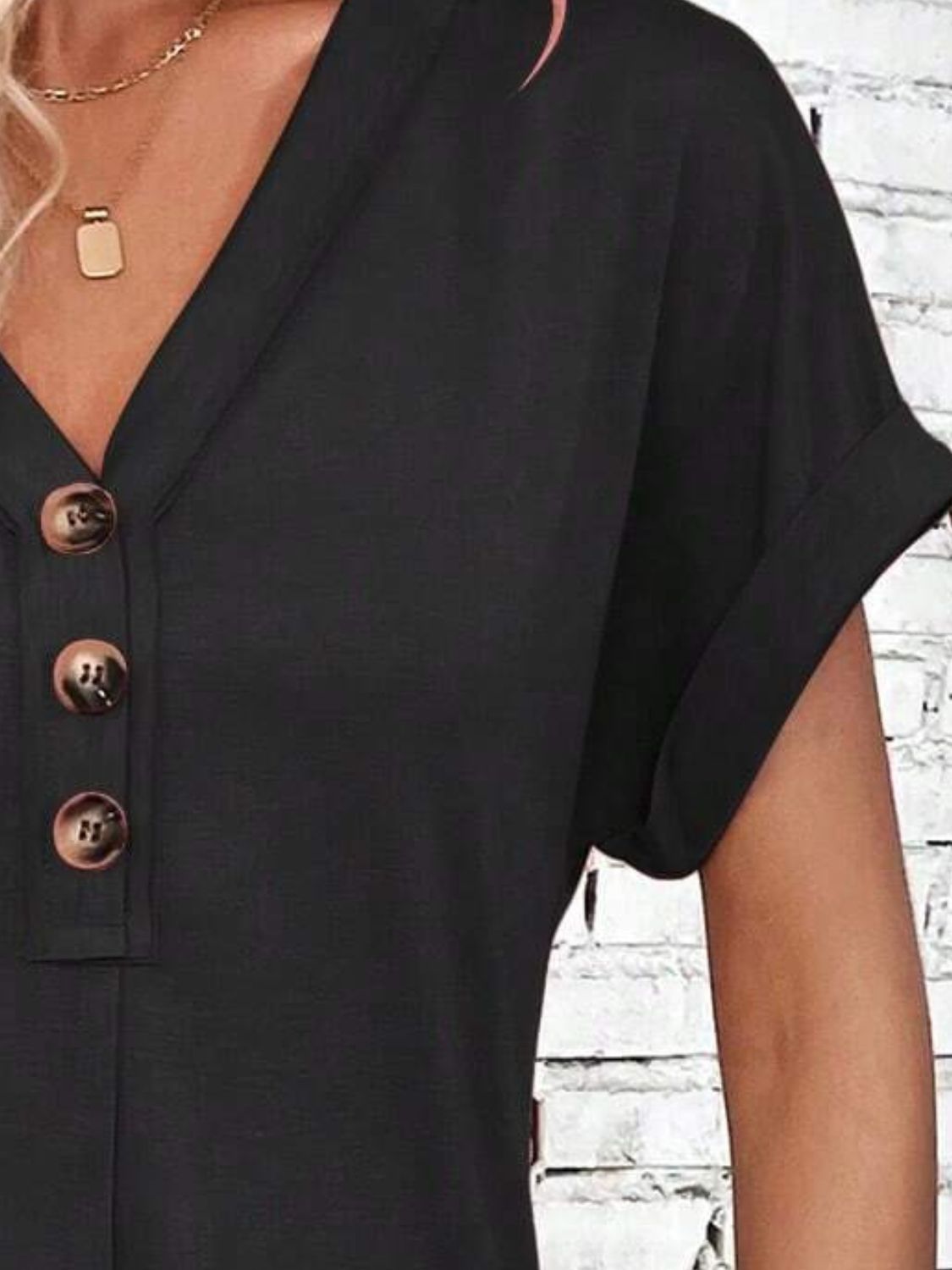 Quarter Button V-Neck Short Sleeve Dress - More Colors! - In Style Chics Boutique LLC