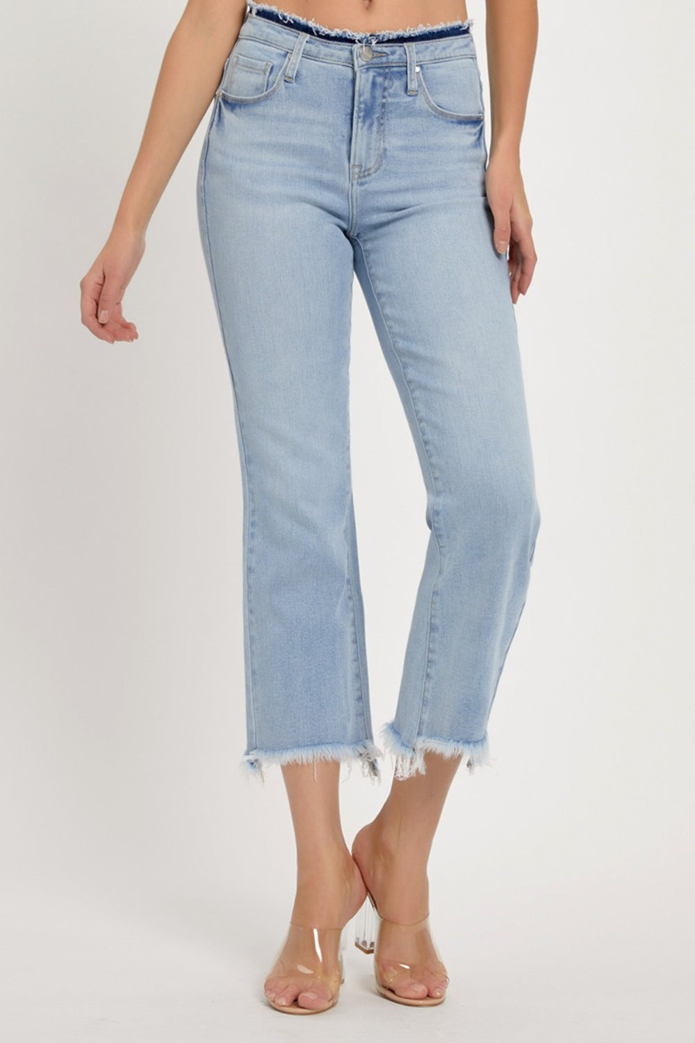 RISEN Full Size High Rise Raw Edge Crop Jeans - In Style Chics Boutique LLC