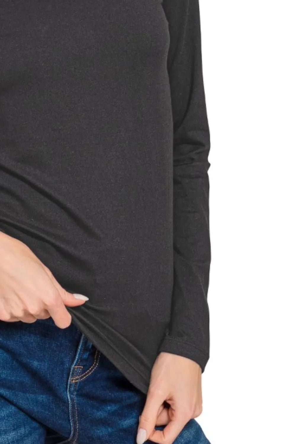 Long Sleeve V-neck Black Tee, Brushed Microfiber, In Style Chics Boutique
