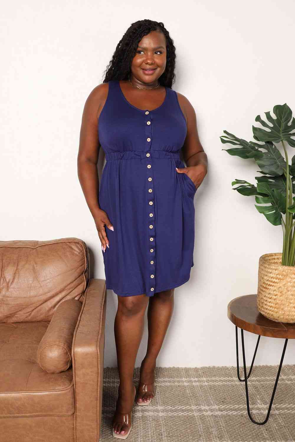 Button Front Empire Waist Sleeveless Slit Magic Dress - In Style Chics Boutique Women's Juniors Plus Size Clothes