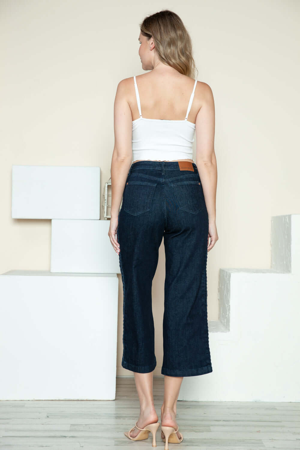 Judy Blue Full Size Side Seam Braid Detail Crop Wide Leg Jeans - In Style Chics Boutique LLC