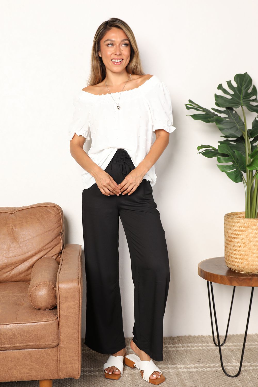 Swiss Dot Puff Sleeve Square Neck white Blouse - In Style Chics Boutique Online Fashion for Women
