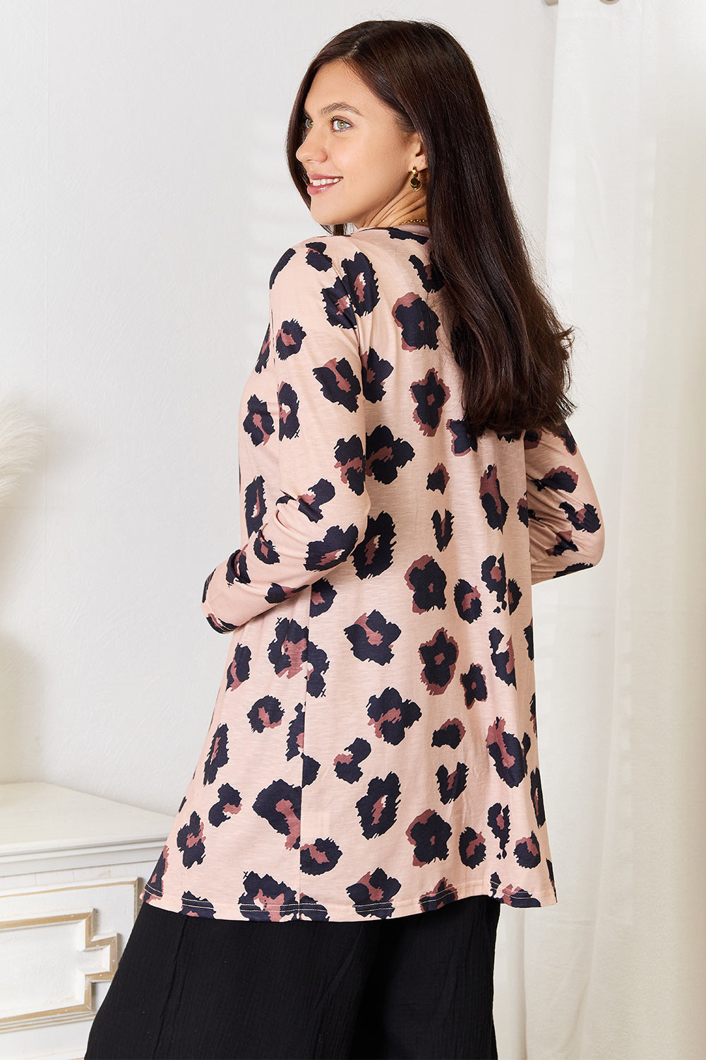 Double Take Printed Button Front Longline Cardigan - In Style Chics Boutique LLC