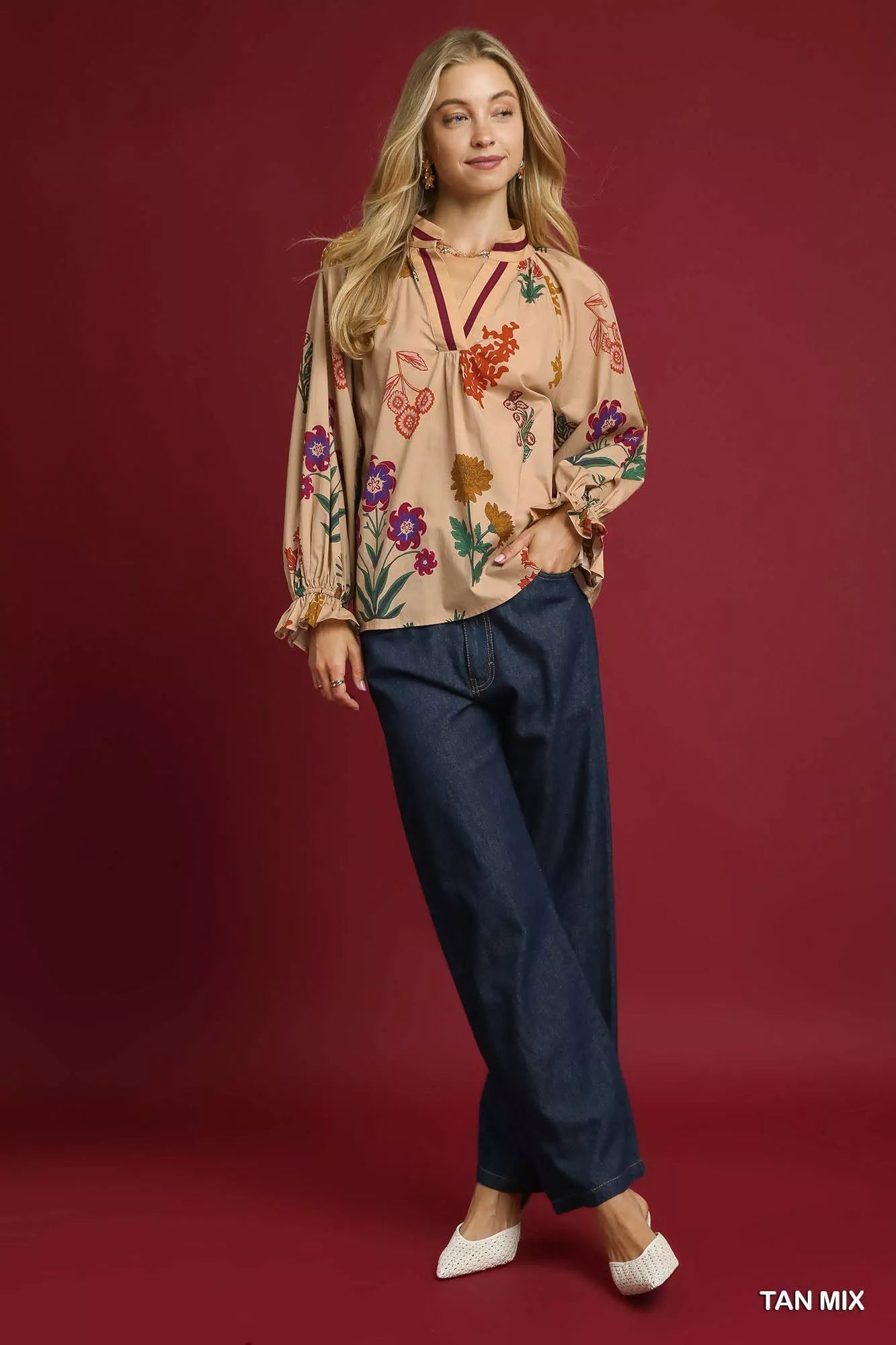 Shop Floral Print Flounce Sleeve Blouse at In Style Chics Boutique
