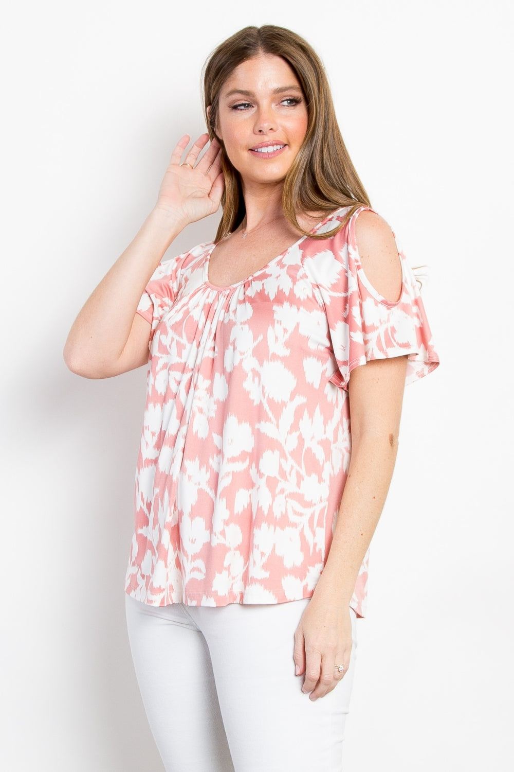 Be Stage Ful Size Foral Cold Shoulder Top - In Style Chics Boutique LLC