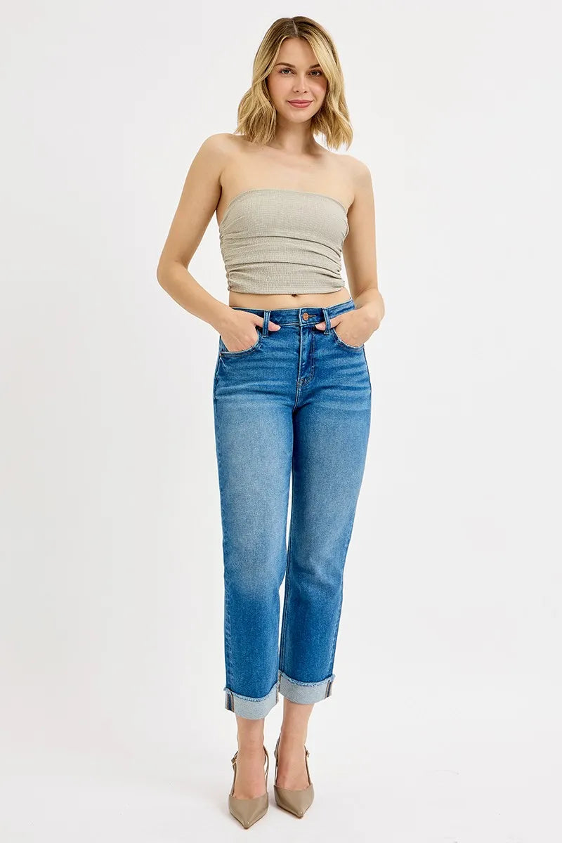 RISEN High Rise Boyfriend Fit Ankle Jeans - In Style Chics Boutique