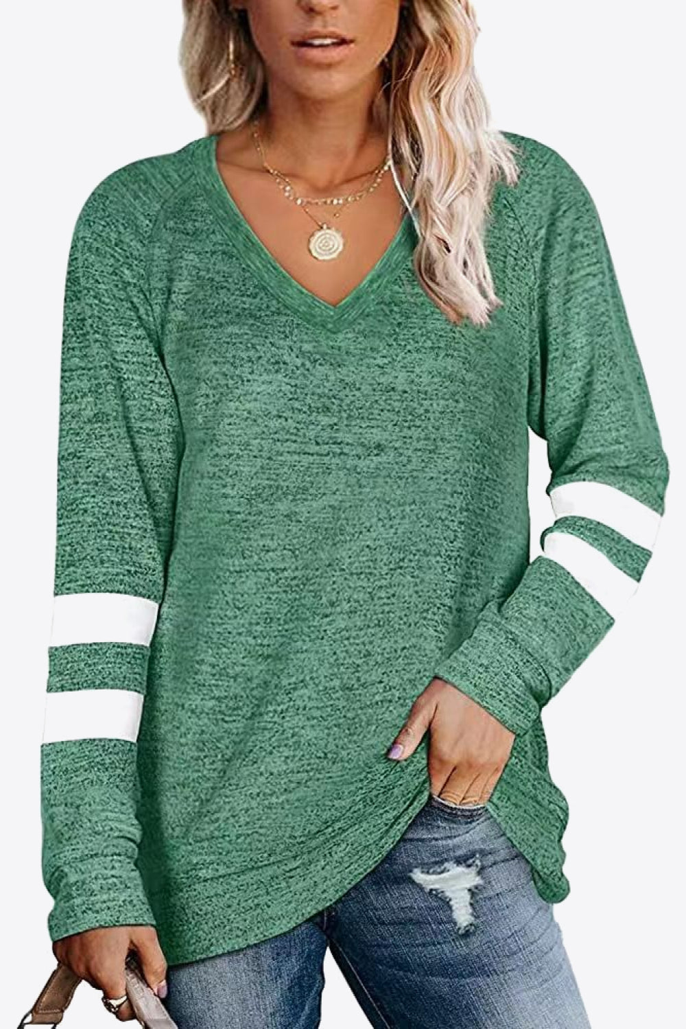 Striped Contrast Raglan Sleeve Top - In Style Chics Boutique LLC