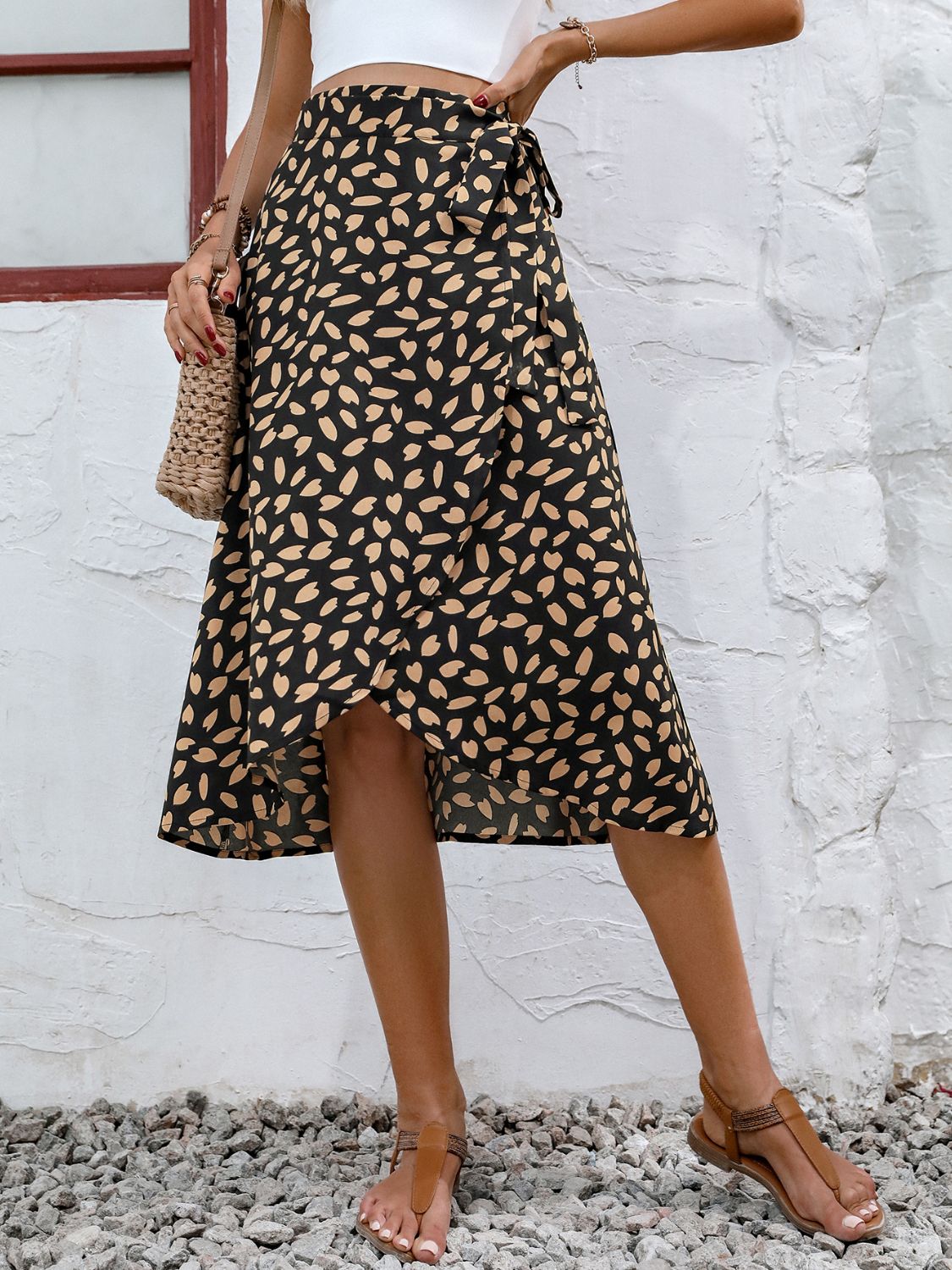 Tied Slit Printed Skirt - In Style Chics Boutique LLC
