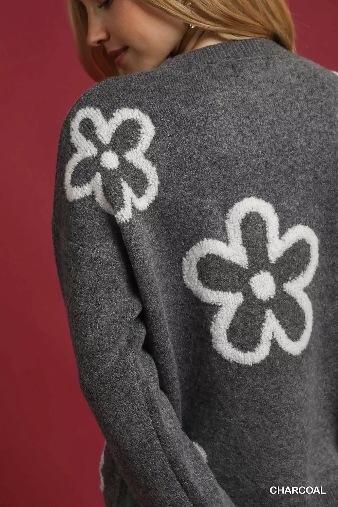 Round Neck Sweater with Floral Accents Shop cute fall fashion at In Style Chics Boutique
