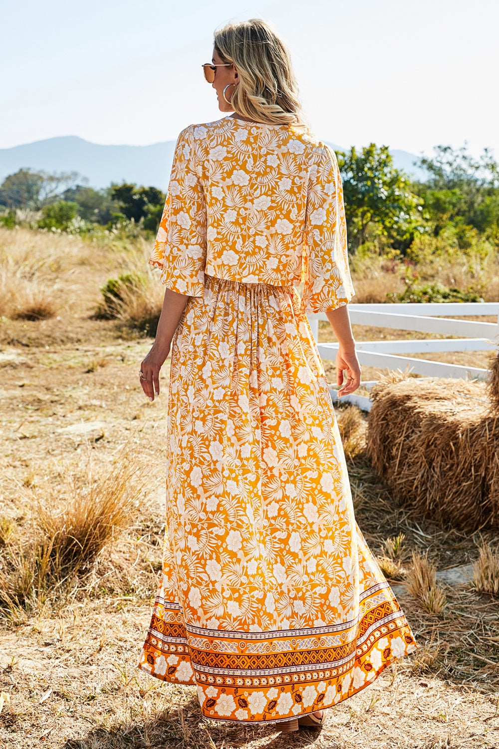Printed Half Sleeve Top and Slit Skirt Set - More Colors! - In Style Chics Boutique LLC