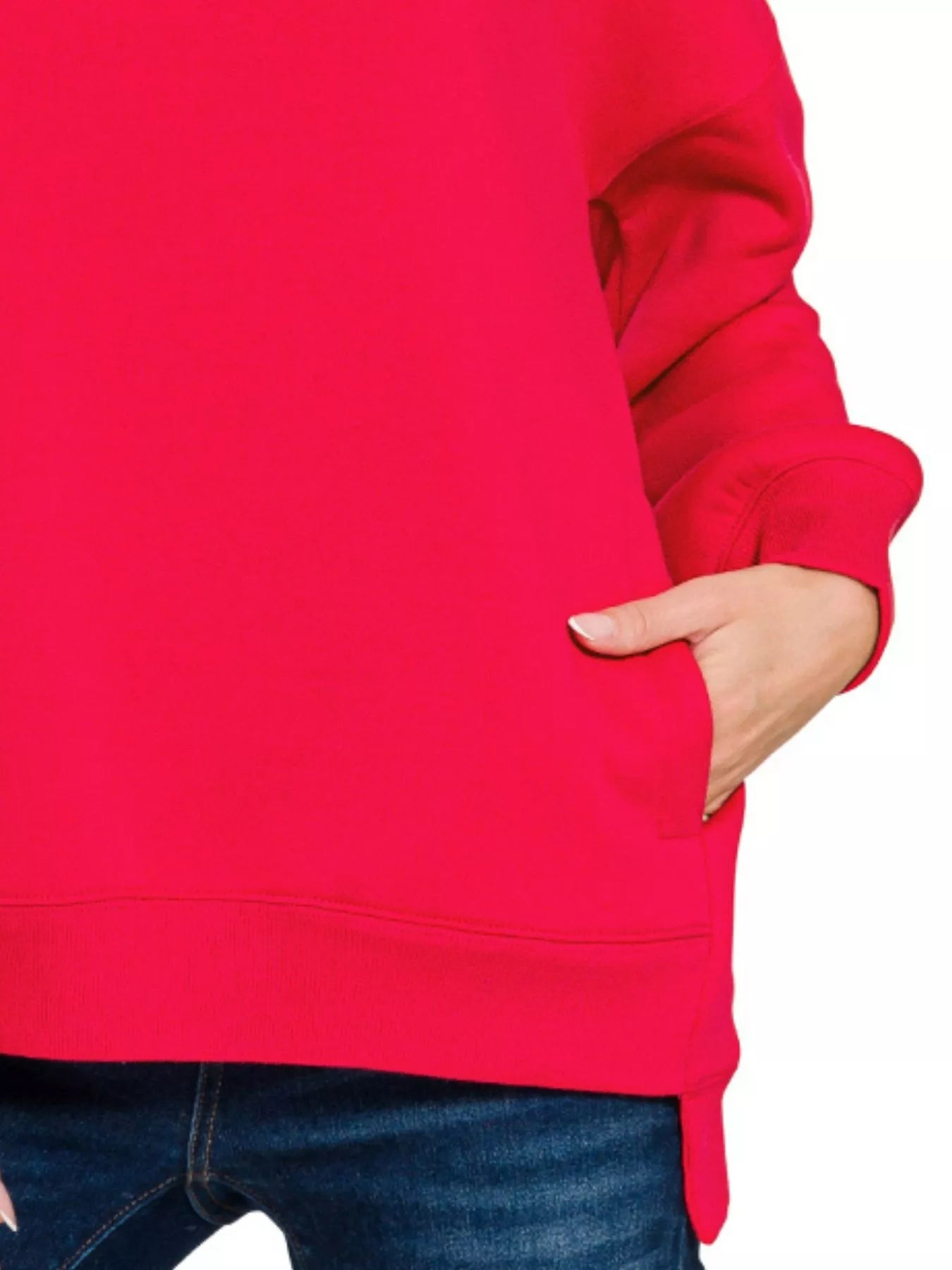 Fleece Hi-low Boyfriend Sweatshirt ❤️ with Pockets at In Style Chics Boutique