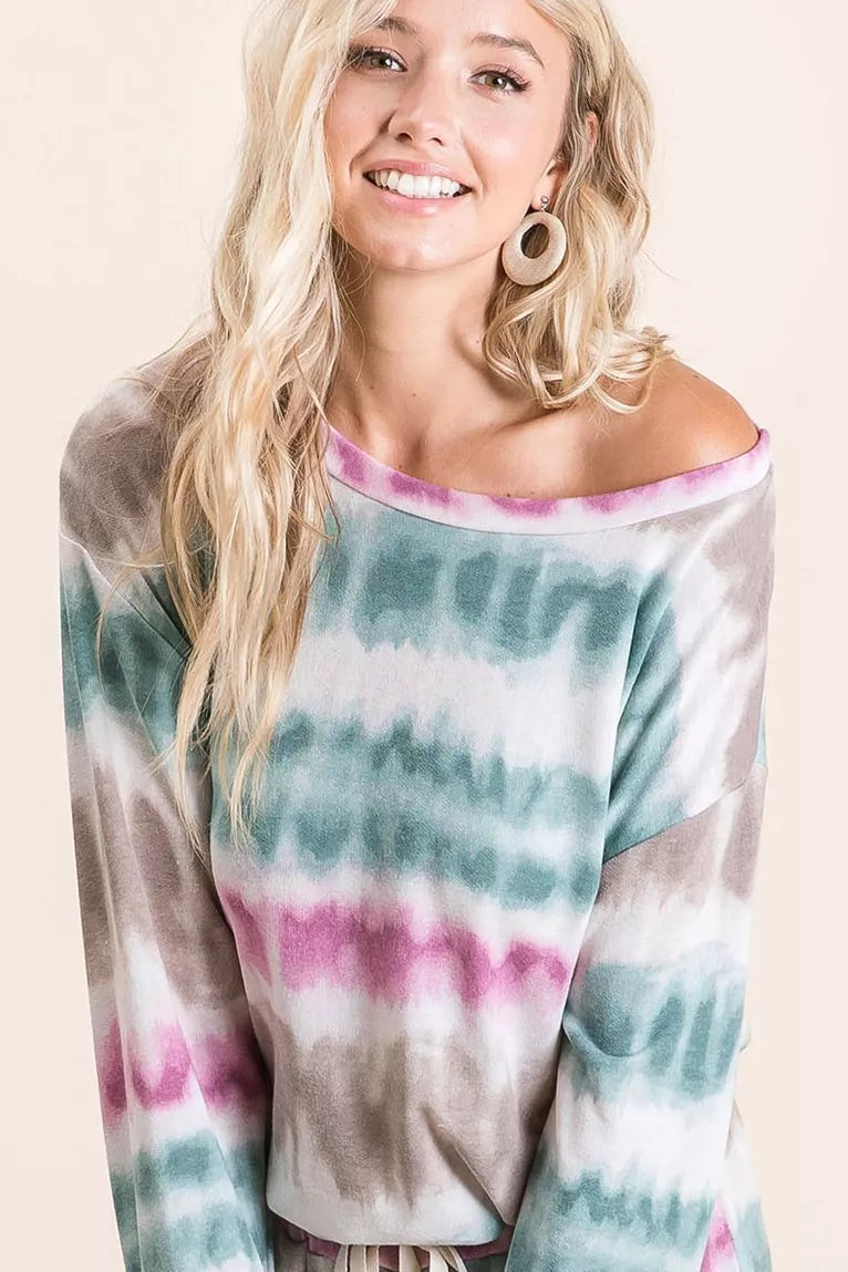 Terry Sweatshirt Tie Dye Print at In Style Chics Boutique