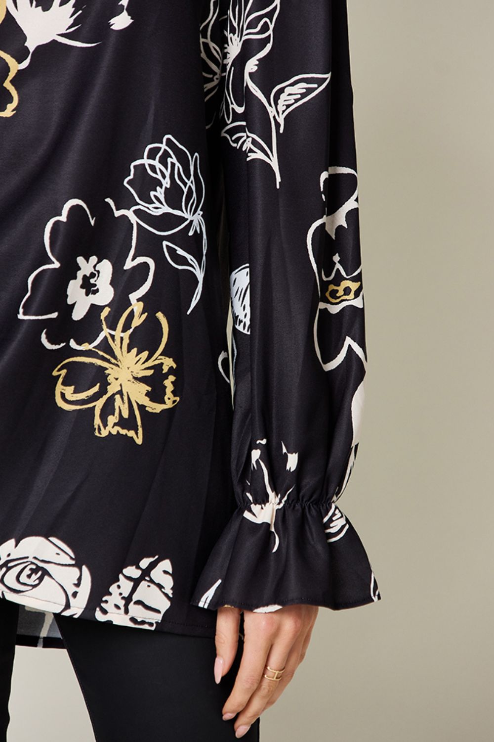 Double Take Full Size Printed Flounce Sleeve Blouse - In Style Chics Boutique LLC
