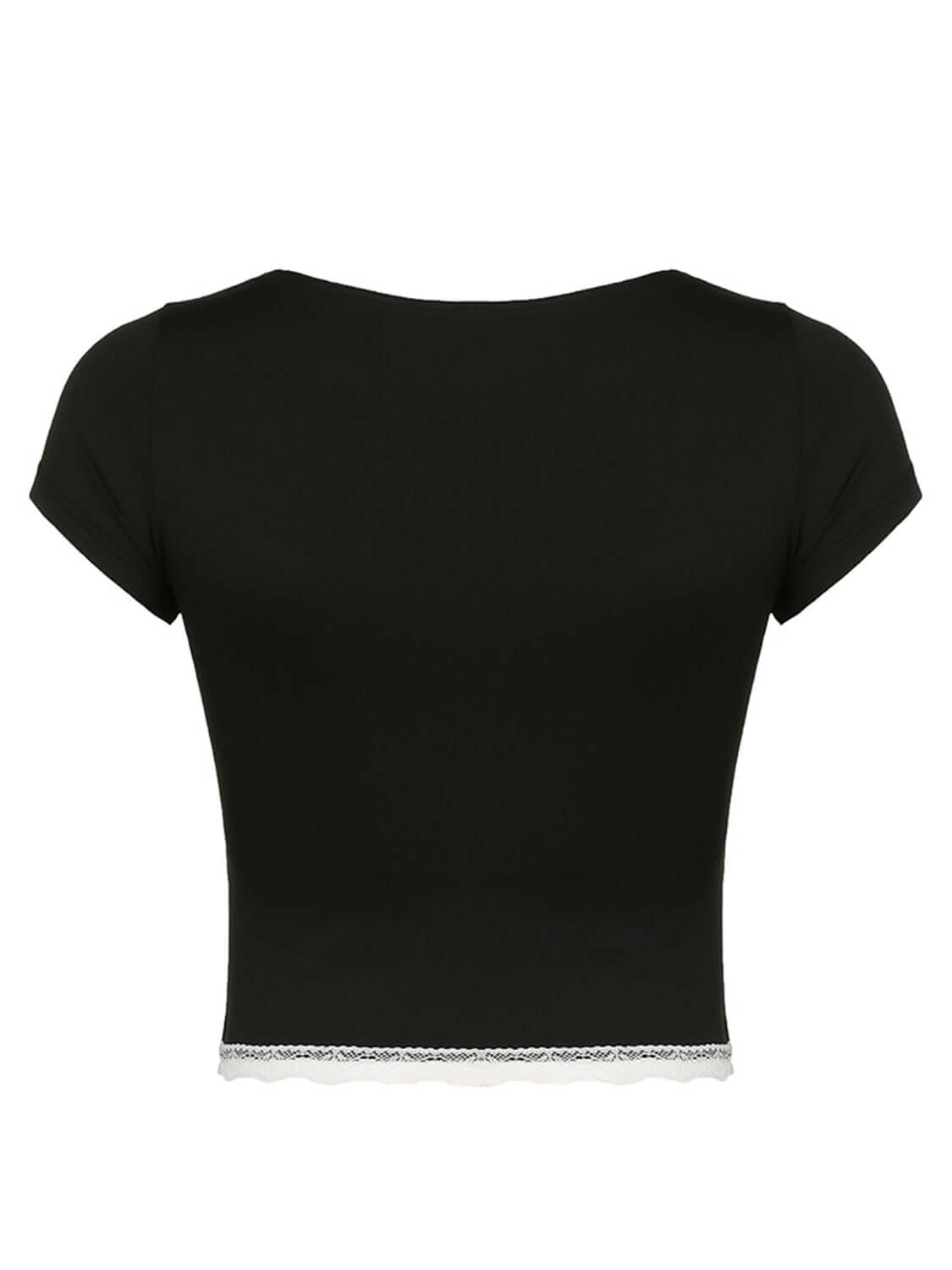 Lace Detail Sweetheart Neck Short Sleeve T-Shirt - In Style Chics Boutique LLC