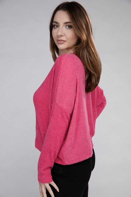 Ribbed Dolman Long Sleeve Sweater - In Style Chics Boutique LLC